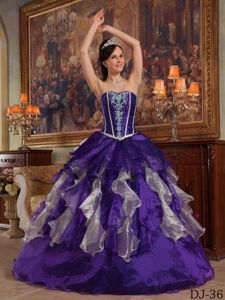 Purple Sweetheart Dresses Quinceanera with Beading and Ruffles