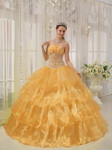 Beading and Ruffled Layers Accent Orange Sweet Sixteen Dresses