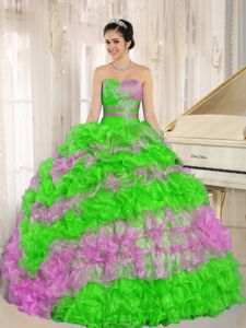 Chic Multi-colored Tiered Quinceanera Dresses with Ruffles