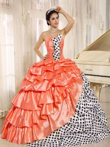 Multi-colored Pleated Dress for 15 with Prints and Pick-ups