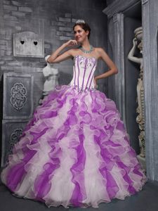 Colorful Organza Ruffled Appliqued Sweet 15 Dresses