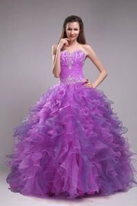 Lilac Ruffled Sweet 15/16 Birthday Dress with Appliques