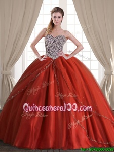 Deluxe Sleeveless Brush Train Beading Lace Up Quinceanera Dress