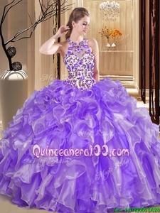 Floor Length Lavender Ball Gown Prom Dress Scoop Sleeveless Backless