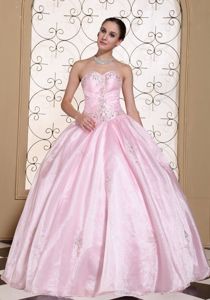 Sweetheart Baby Pink Pleated Dresses of 15 with Pick-ups