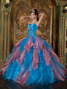 Exquisite Two-toned Organza Ruffles Sweet 15 Dress with Beading