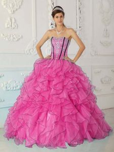 Ruffled Layers Pink Dress Quinceanera with Appliques on Discount