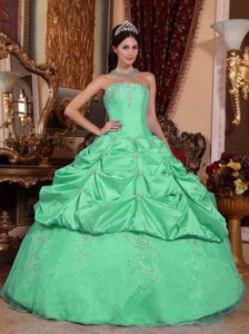 Beautiful Apple Green Pick-ups Quinceanera Dresses with Appliques