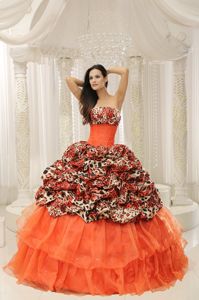 Free Shipping Leopard Print Colorful Ball Gown Dress for Quince