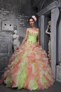 2013 New Arrival Flowers Ruffled Multi-color Sweet 15 Dresses