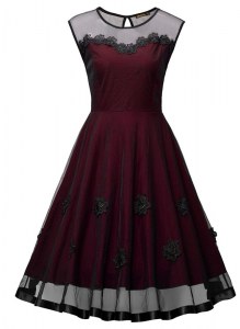 Inexpensive Scoop Sleeveless Embroidery Side Zipper Mother Dresses