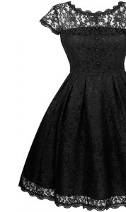 Scalloped Knee Length Black Mother Dresses Chiffon Short Sleeves Lace