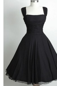 Black Mother Dresses Prom and Party and For with Ruching Square Sleeveless Side Zipper