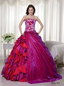 Smart Ball Gown Ruffled Appliqued Fuchsia Quinceanera Dress