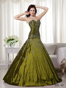 Polished A-line Embroidery Sweet 16 Dresses in Olive Green