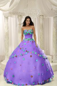 Light Purple Ruched Quinceanera Dresses with Colorful Appliques