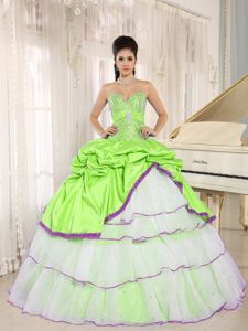 Multi-Colored Sweetheart Pleated Sweet 16 Dresses with Pick-ups