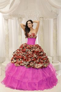 Fashionable Leopard Printing Dresses for a Quinceanera with Beading