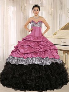Colorful Leopard Printed Quinceanera Gowns Dresses with Pick-ups