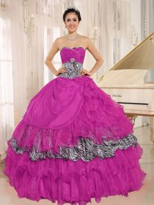 Dashing Strapless Organza Quinceanera Dresses with Zebra Printing