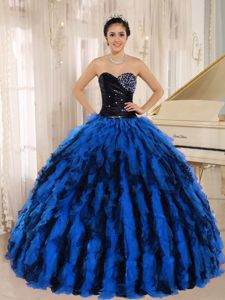 Modest Beaded Sweetheart Quinceanera Gown Dresses with Ruffles