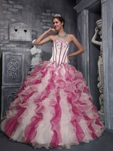 Stylish Colorful Sweetheart Ruffled Sweet 15 Dresses with Appliques