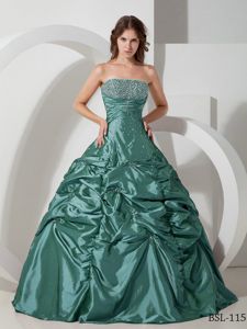 Most Elegant Emerald Strapless Quinceanera Dress with Pick-ups
