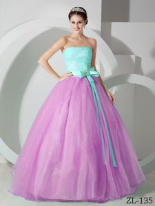 Apple Green and Lavender Quinceanera Dresses Gowns with Flower