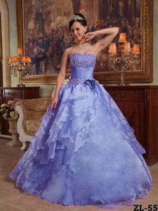 Appliqued and Ruffled Organza Lilac Quinceanera Gown Dresses