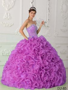 Rolling Flowers and Beading Accent Lilac Quinceanera Dresses