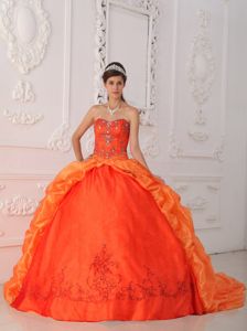 Bubbled 2014 Orange Red Quince Ball Gown Beaded in Low Price