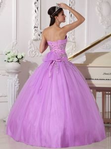 Taffeta and Tulle Violet Quinceanera Dress with Appliques and Beading