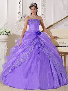 Beaded Lavender Quinceanera Dress with Embroidery in Taffeta and Organza