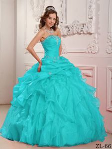 Turquoise Quinceanera Dresses Beading Ruffles for 16th Birthday