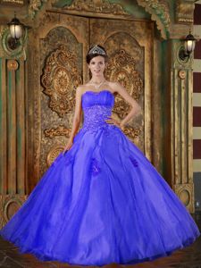 A-line Royal Blue Quinceanera Dress with Appliques Beading