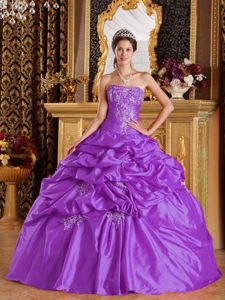 Embroidery Strapless Purple Quinceanera Dress for 16th Birthday