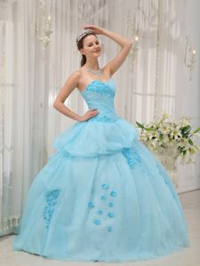 Sweetheart Ball Gown Quinceanera Dress Light Blue Appliques