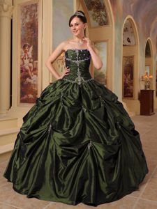 Appliques and Pick ups Quinceanera Gown Dresses in Olive Green