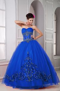 Sweetheart Floor-Length Blue Quinceanera Dress with Appliques
