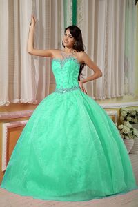 Elegant Ball Gown Aquamarine Sweet 15 Dresses with Rhinestones