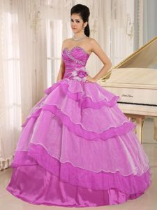 Pretty Beaded Ruffled Orchid Quinces Dresses for 2013 Winter