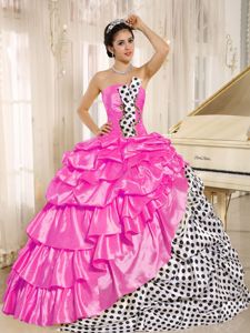 Polka Dot Multi-color Sweet 16 Dresses with Ruffles and Pick Ups
