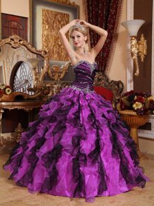 Multi-color Ball Gown Ruffled Organza Quinceneara Dresses