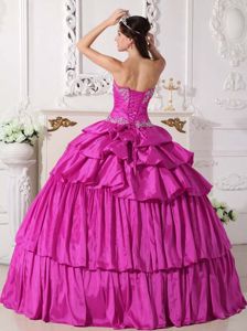 Fuchsia Strapless Floor-length Layered Sweet Sixteen Dresses