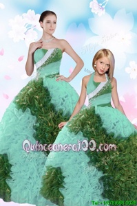 Exquisite Turquoise Sleeveless Floor Length Beading and Sequins Lace Up 15th Birthday Dress