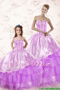 Custom Design Ruffled Sweetheart Sleeveless Lace Up Quinceanera Dress Lilac Organza