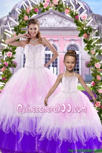 Traditional Multi-color Lace Up Sweet 16 Dresses Beading Sleeveless Floor Length