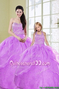 Customized Sequins Floor Length Lavender Quinceanera Dress Sweetheart Sleeveless Lace Up