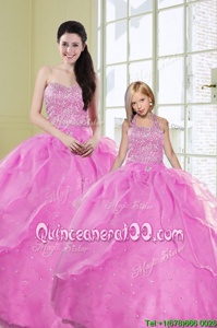 Admirable Sequins Lilac Sleeveless Organza Lace Up Ball Gown Prom Dress forMilitary Ball and Sweet 16 and Quinceanera