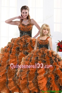 Extravagant Spring and Summer and Fall and Winter Organza Sleeveless Floor Length Sweet 16 Quinceanera Dress andBeading and Appliques and Ruffles